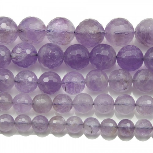 Light colored amethyst faceted round beads 10mm x 4pcs 