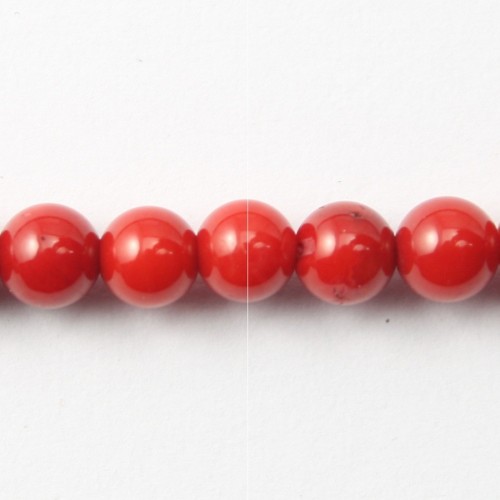 Red colored round sea bamboo 13-14mm x 1pc 