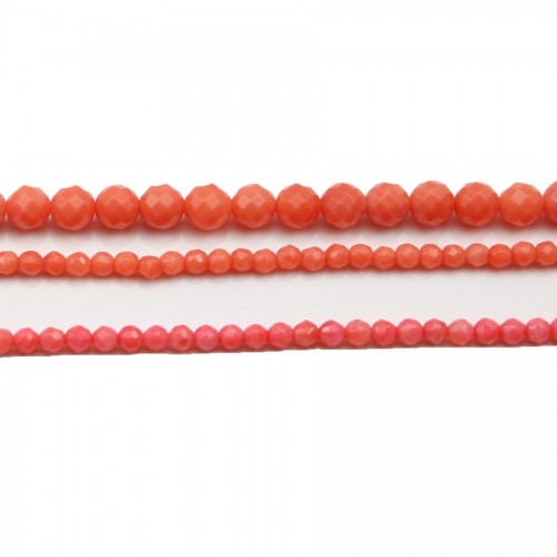 Colored Orange Faceted Round Sea Bamboo 4mm x 20pcs 