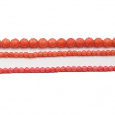 Colored Orange Faceted Round Sea Bamboo 5mm x 10pcs 