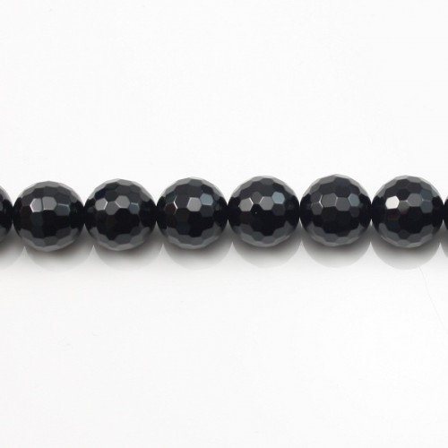Black Agate Faceted Round 16mm