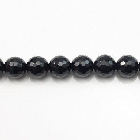 Black Agate Faceted Round 16mm
