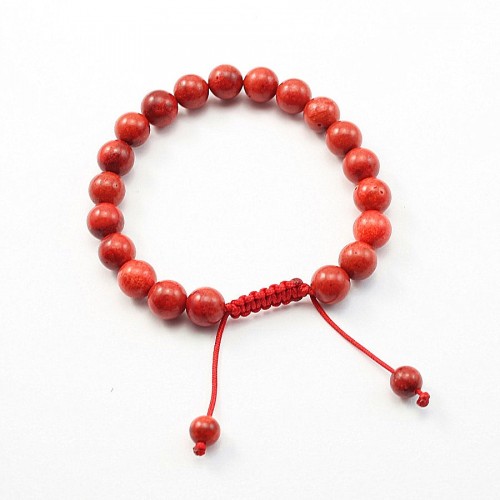 Bracelet coral red ball 8mm