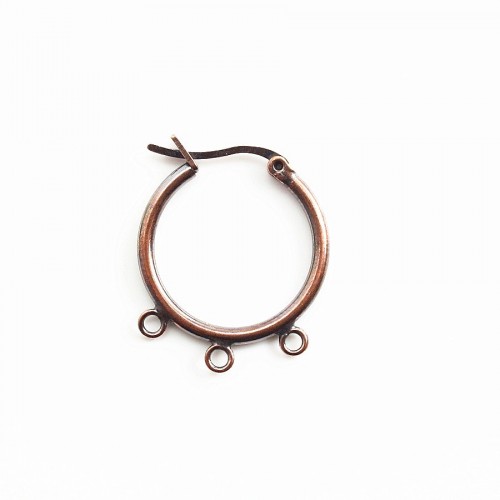 Dormeuse Earring hoops 3 loops old copper tone  x 20mm x 2pcs
