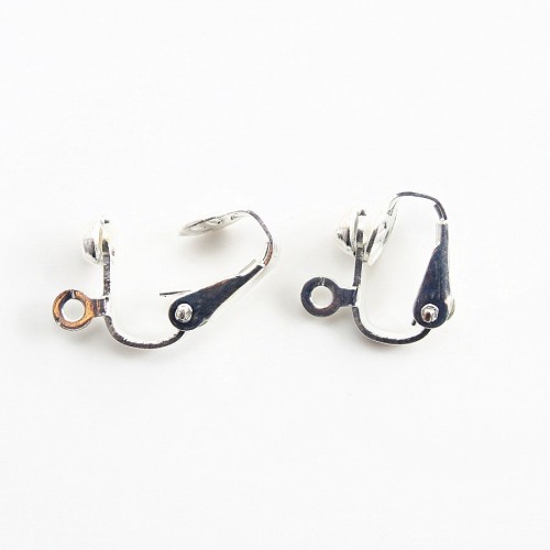 Clip earrings ball motif silver tone x 13mm x 4pcs