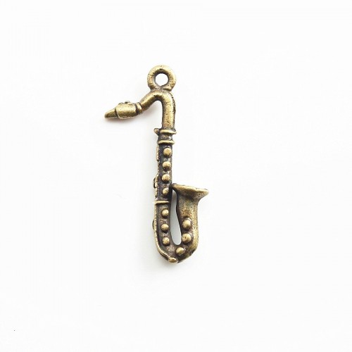 Charm Saxophon bronze 25mm x 2pc