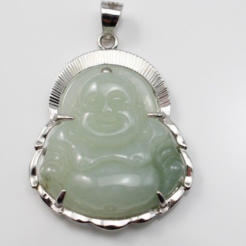 Pendant jade bouddha serti Argent 925 X 1 pc