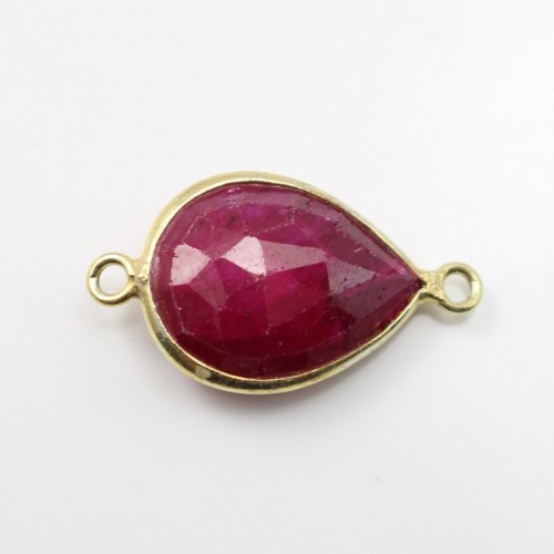 Treated Ruby Teardrop 9*13mm set in Gold Plated Silver 