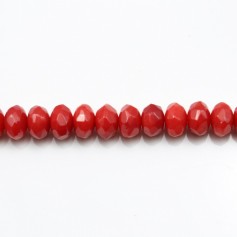Sea bamboo, red tint, faceted roundel, 4x6mm x 40cm