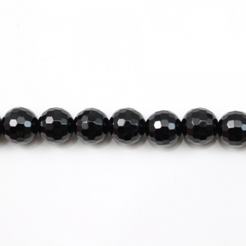 Black Agate Faceted Round 8mm
