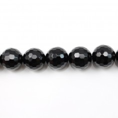 Onyx (Black Agate) round faceted 10mm x 38cm