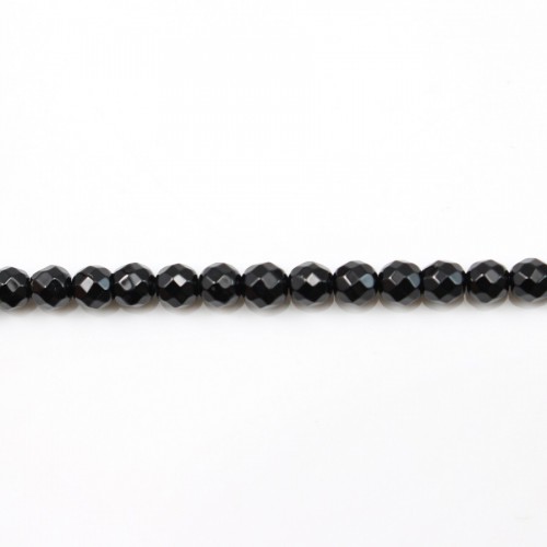 Onyx noir, ronde facette, 4mm x 40cm