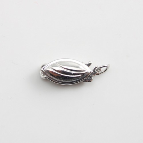 Silver tone Clip-on clasp ,oval ,6x11mm x1pc
