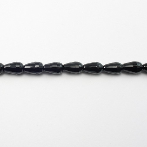Onyx black, drop faceted, 4*6mm x 40cm