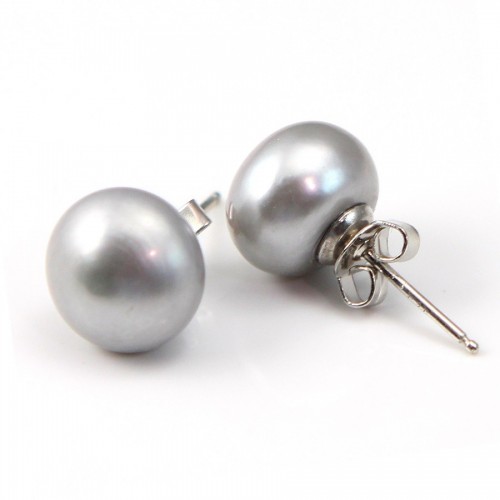 Orecchini in argento 925 perla d'acqua dolce coltivata 11-12 mm x 2 pz