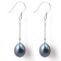 Earring silver 925 freshwater pearl black