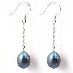 Orecchini di perle d'acqua dolce blu in argento 925