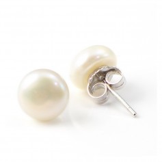 Silver earring 925 white freshwater pearl 6mm x 2pcs
