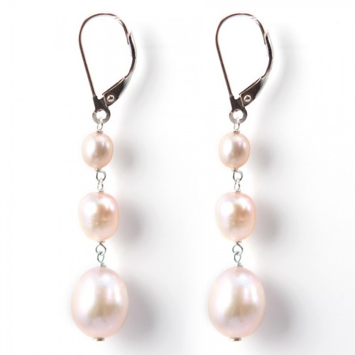 Earrings: freshwater pearls & silver sleeper 925 x 2pcs