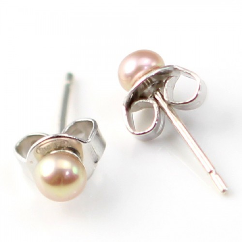 Silver earring 925 freshwater cultured pearl 3mm x 2pcs