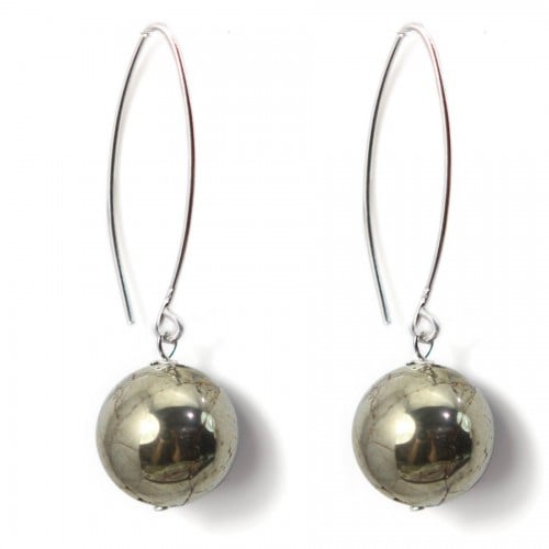 Silver earring 925 pyrite 12mm x 2pcs