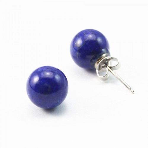 Silver earring 925 lapis lazuli 6mm x 2pcs