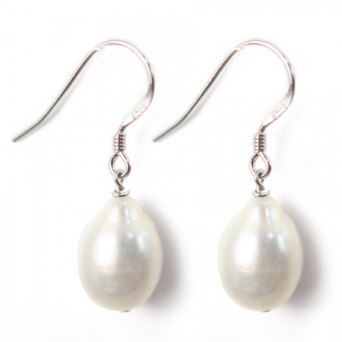 Boucles d'oreilles : perles de culture d'eau douce & argent 925 x 2pcs
