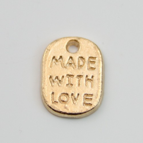 Charms message made with love golden 8*11mm x 4pcs