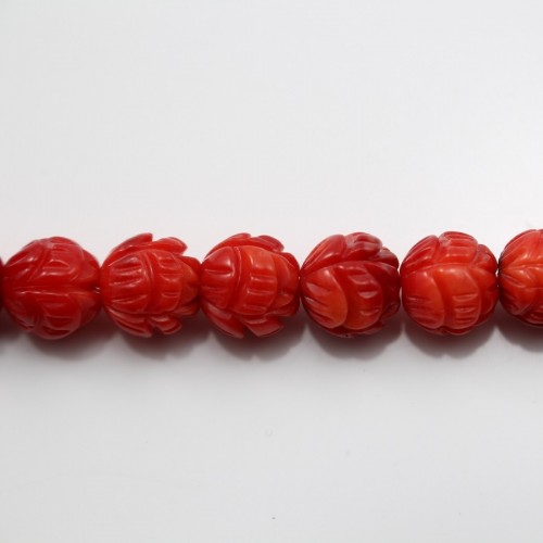 Red colored flower sea bamboo 8mm X 40cm (14pcs)