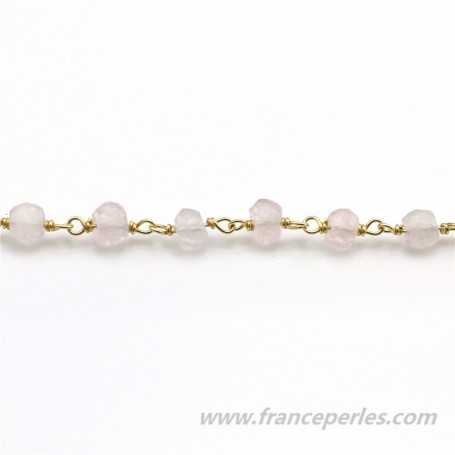 Gold Plated Silver Chain with Rose Quartz of 4-5mm x 20cm 