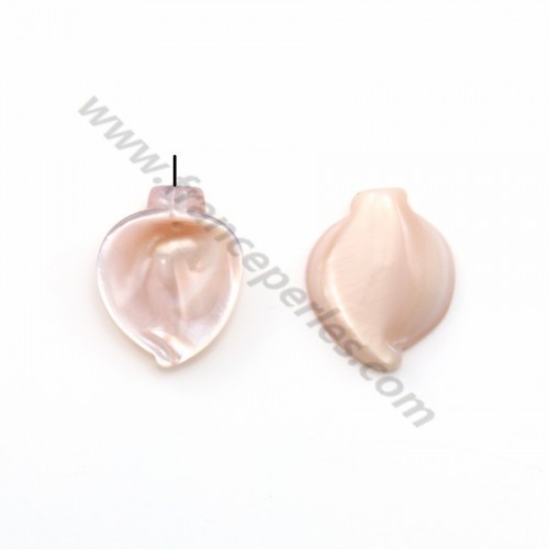 Pink mother-of-pearl in leaf shape 10mm x 1pc 