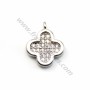 Charms clover by "flash" Silver on brass 10mm x 1pc