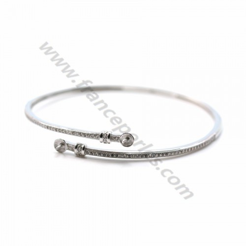 925 sterling silver and zirconium 60mm flexible for half-driled beads x 1pc