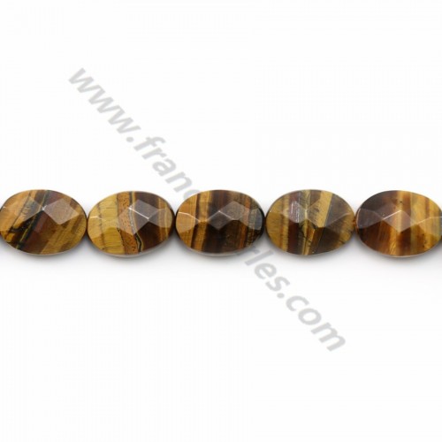 Yellow tiger eye faceted oval 10x14mm x 40cm