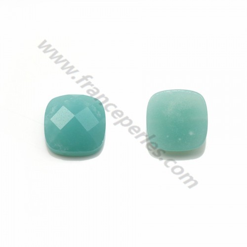 Cabochon amazonite faceted square 14mm x 1pc
