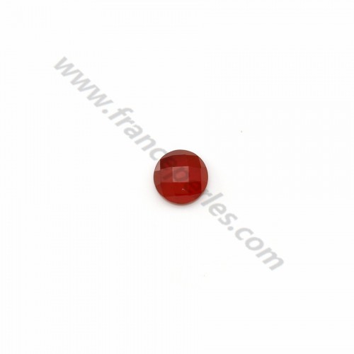 Cabochon carnelian faceted round 5mm x 2pcs