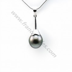 Pendant tahiti cultured pearl & sterling silver 925 12x15mm x 1pc