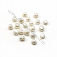 Perle de culture d'eau douce, blanche, baroque, 10-12mm x 1pc