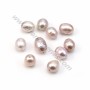 Mauve oval freshwater pearl 9-10x11-13mm with large drilling 1.0mm x 10pcs