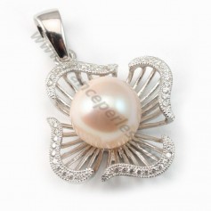 Blumenkranz,für halbperforierte Perle, 925er Silber rhodiniert, 33mm x 1Stk