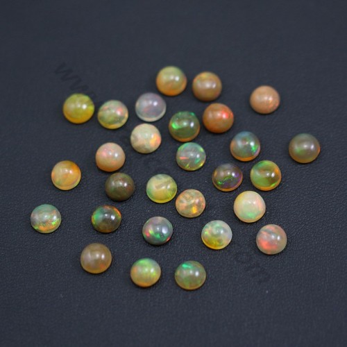 Cabochão opala etíope, multicolor, forma redonda, 6mm x 1pc