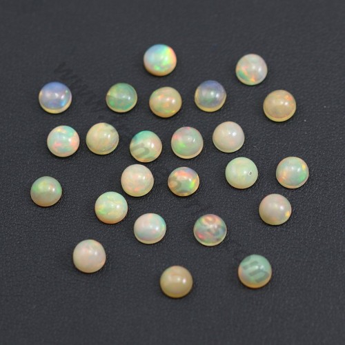 Opale etiope cabochon, multicolore, forma rotonda, 6 mm x 1 pz