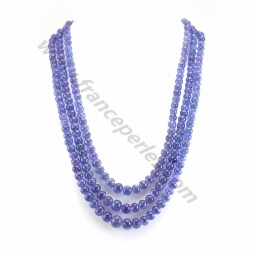 Necklace tanzanite degraded faceted rondelle 3 strands
