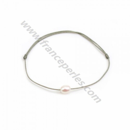 Freshwater pearl bracelet white oval x 1pc