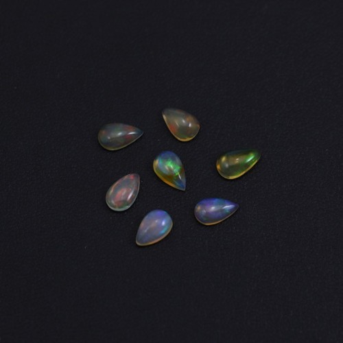 Cabochon opale éthiopienne, goutte 5x8mm x 1pc