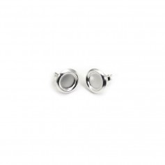 Ear studs in 925 silver, with a round support for 8mm cabochon x 2pcs