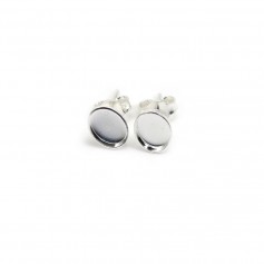 Ear studs in 925 silver, with a oval support for 6x8mm cabochon x 2pcs