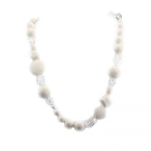 Rock crystal and White sea bamboo necklace