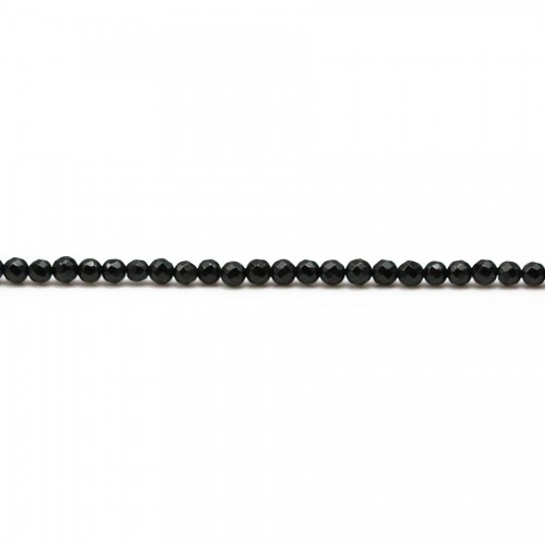 Onyx noir, ronde Facette, 2mm x 40cm