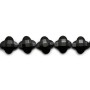 Onyx noir, trèfle facetté, 13.5-14mm x 40cm